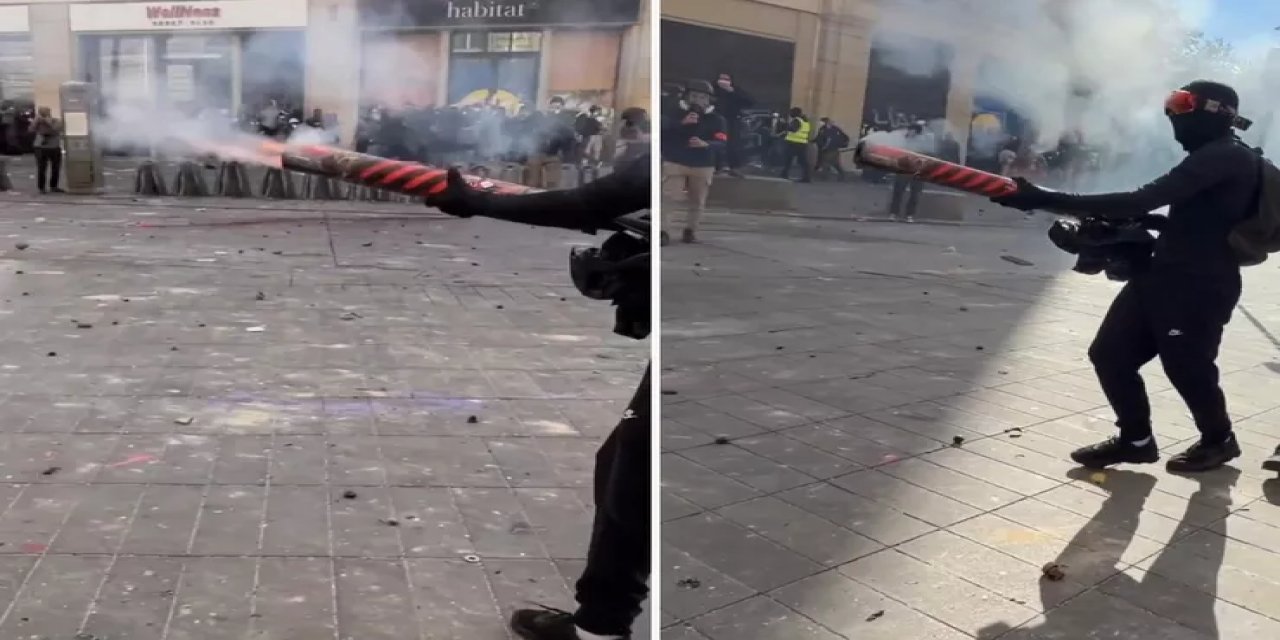 Kendi Yaptığı Roket Düzeneğiyle Polise Havai Fişek Attı