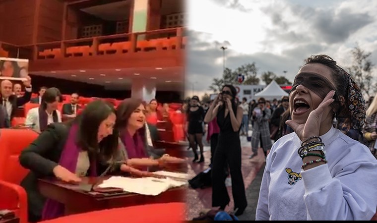 "Las Tesis" protestosu sokaklardan TBMM'ye taştı...