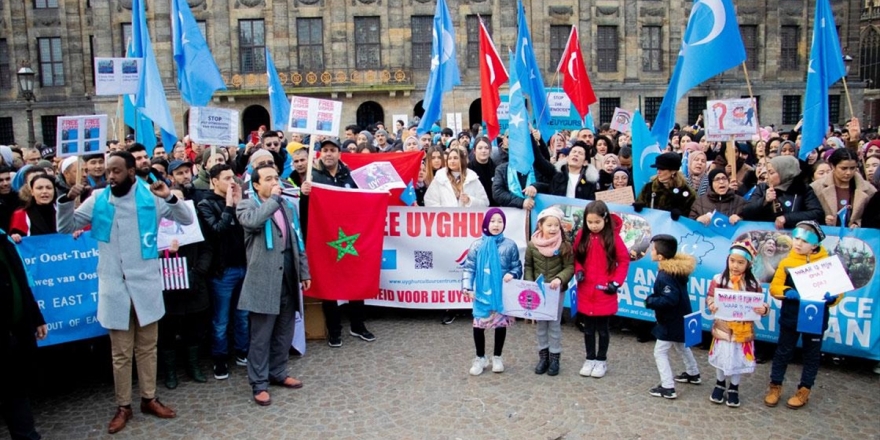 Hollanda'da Doğu Türkistan Protestosu