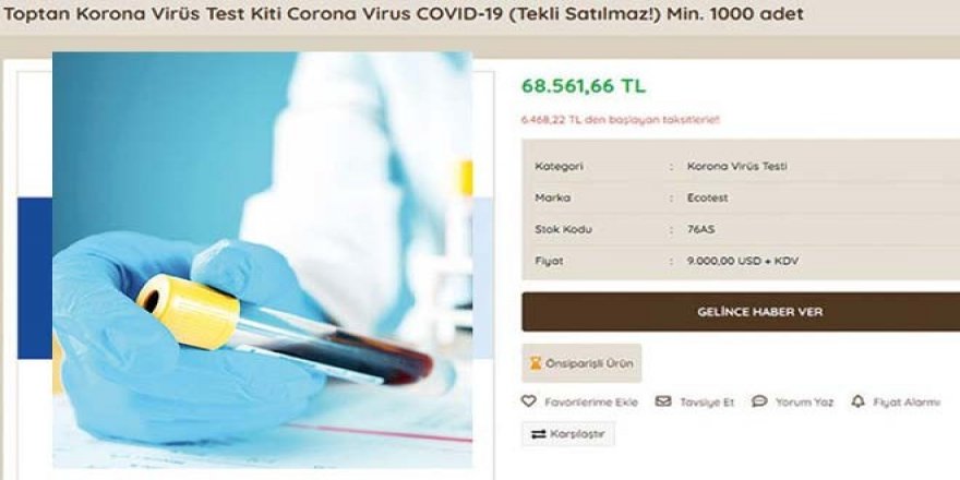 Test Simsarları: Korona Test Kitleri 76 Bin Liraya Satılıyor