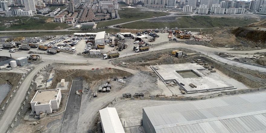 AA Başakşehir İkitelli Şehir Hastanesi'ndeki Çalışmaları Havadan Görüntüledi