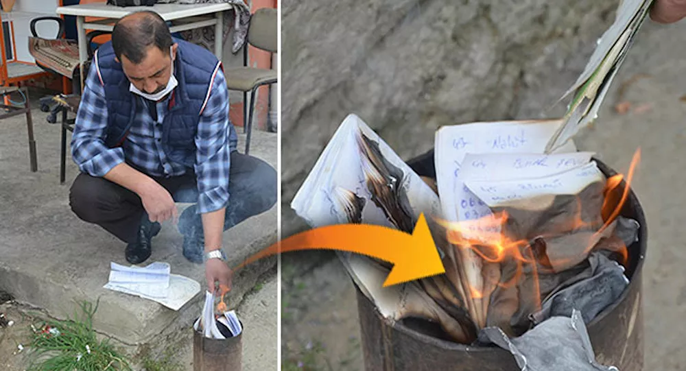 18 ailenin 22 bin TL veresiyesini kapattı, defteri yaktırdı