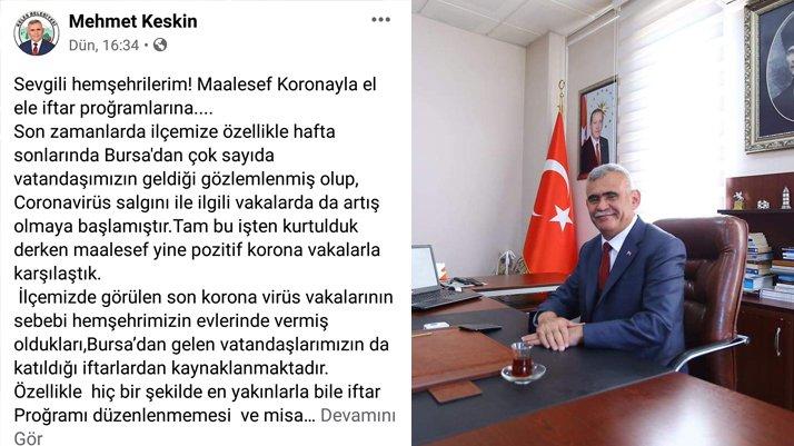 Bursa'da belediye başkanından toplu iftar düzenleyen vatandaşlara uyarı: Vakalar arttı