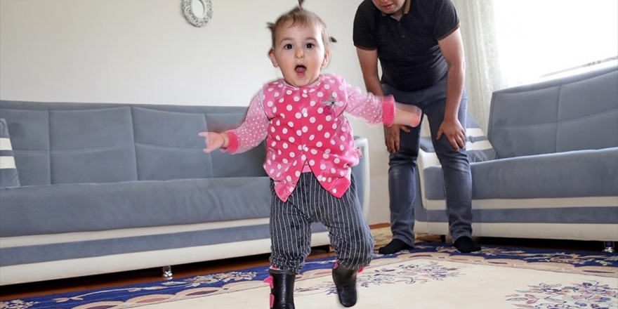 Bayram Hediyesi Protez Ayaklar Minik Hira Nur'a İlk Kez Yürümenin Mutluluğunu Yaşattı