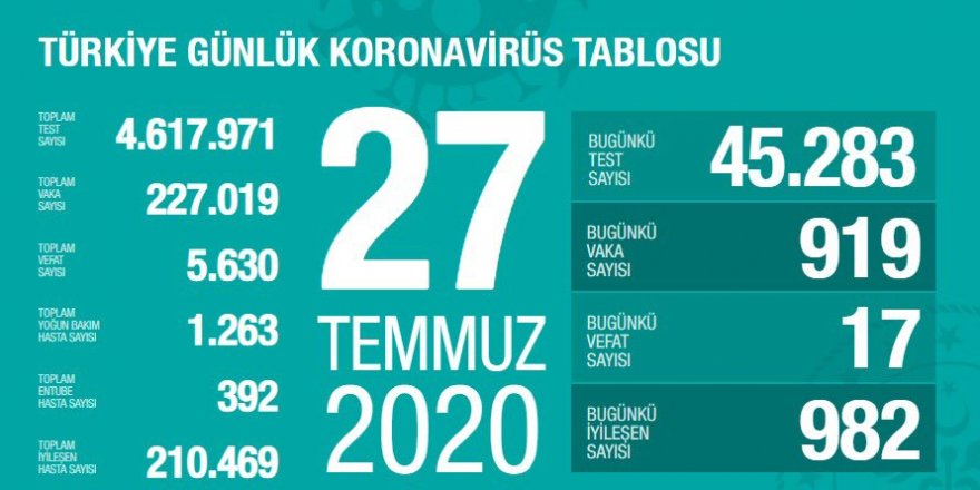 Türkiye'de Kovid-19'dan iyileşenlerin sayısı 210 bin 469'a ulaştı