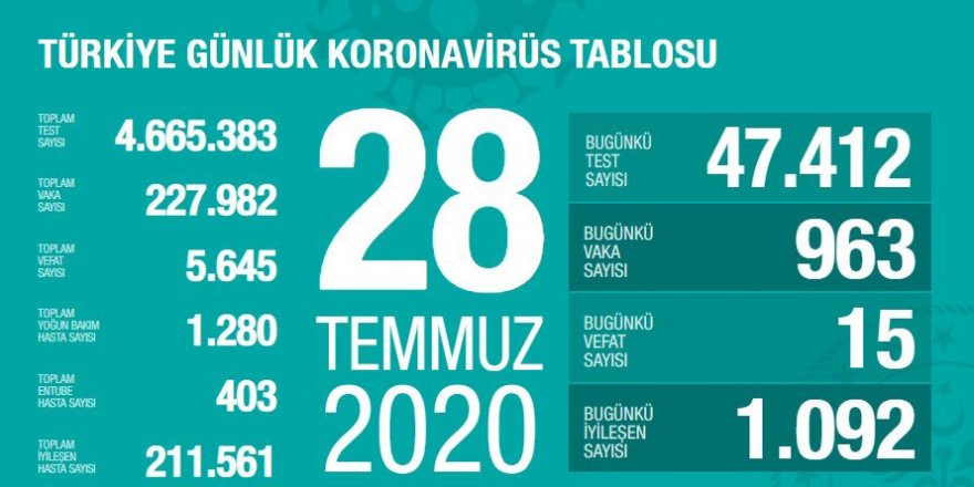 Türkiye'de Kovid-19'dan iyileşenlerin sayısı 211 bin 561 oldu