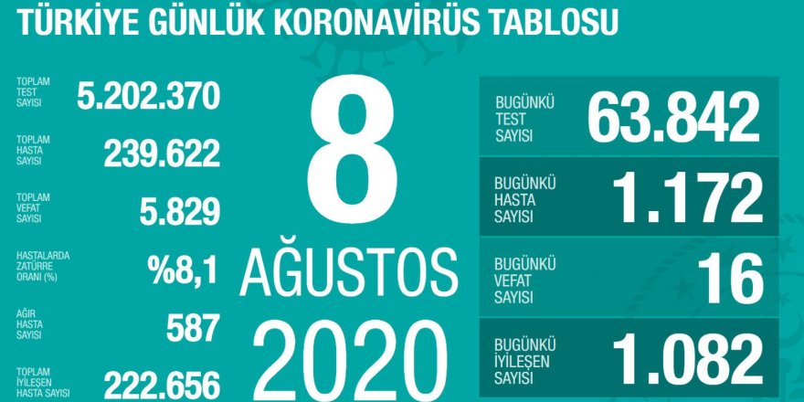 Türkiye'de koronavirüs nedeniyle 16 kişi daha hayatını kaybetti: Yeni vaka sayısı 1172