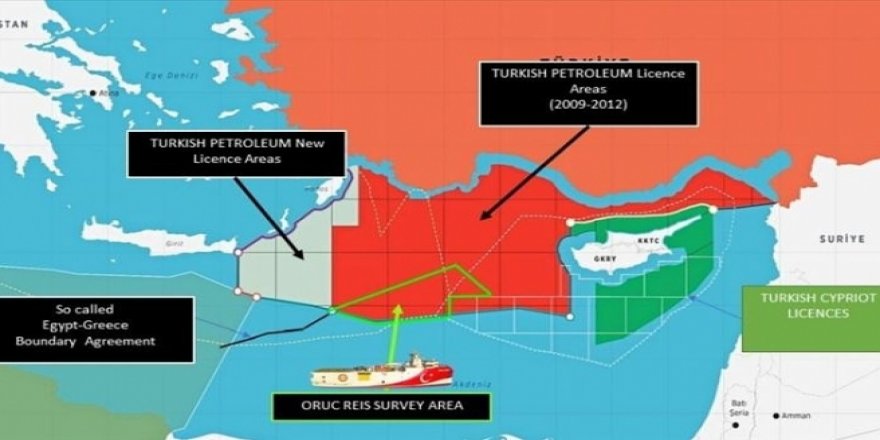 Dışişleri Bakanlığı, Oruç Reis'in faaliyet sahasını gösteren haritayı paylaştı