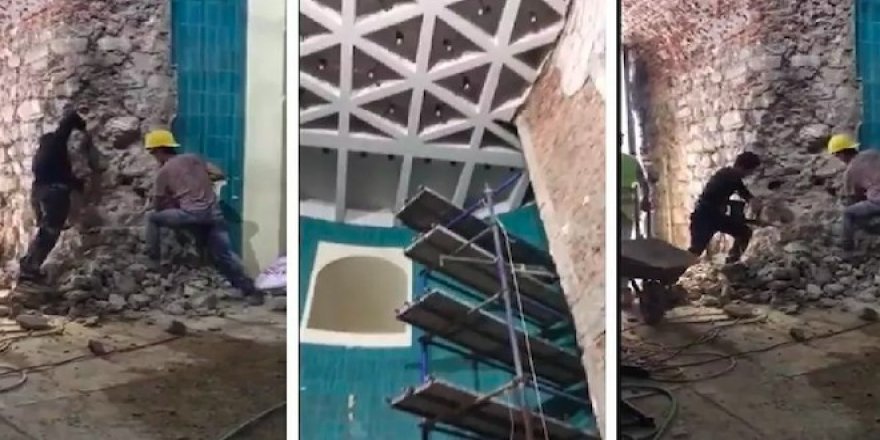 Galata Kulesi'nde hilti ile yıkım bakanlığı harekete geçirdi