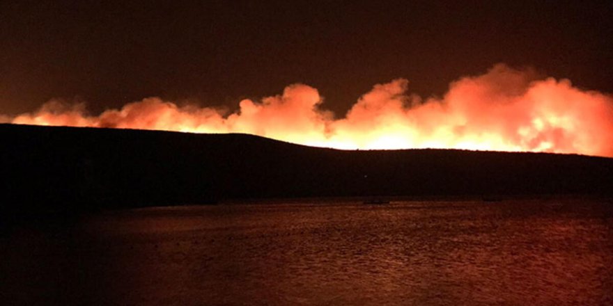 Çeşme'deki yangına havadan müdahale başladı