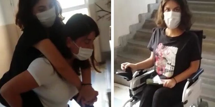 ENGELLİ ÖĞRENCİYE 3. KATTA SINAV YAPILDI, ANNESİ SIRTINDA TAŞIDI!