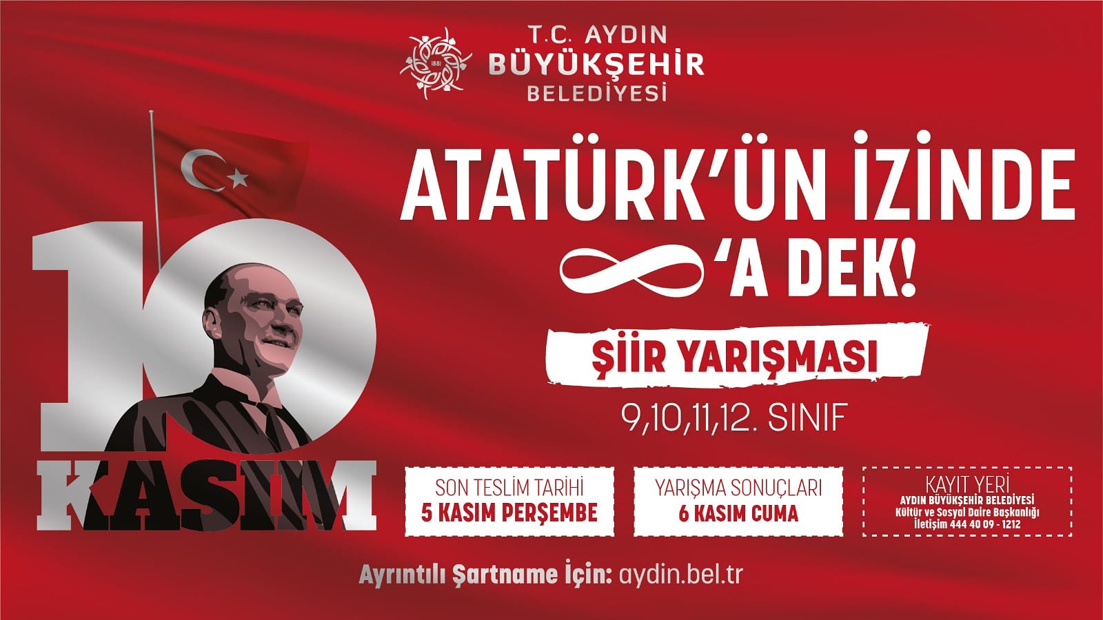 AYDIN BÜYÜKŞEHİR BELEDİYESİ’NDEN ATATÜRK KONULU ÖDÜLLÜ ŞİİR YARIŞMASI