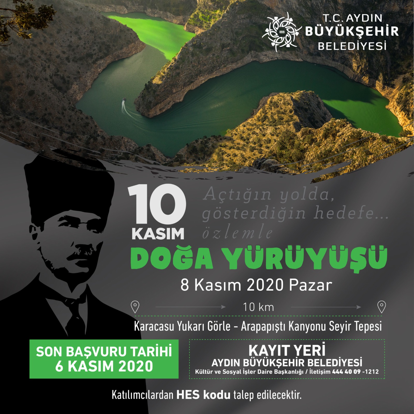 Aydın Büyükşehir Belediyesi’nden 10 Kasım Doğa Yürüyüşü