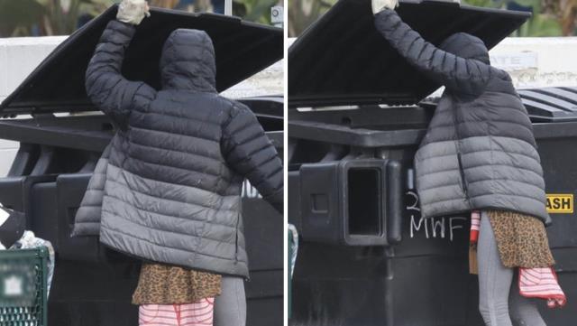 Sokaklarda yaşayan ünlü model, çöpleri karıştırırken görüntülendi