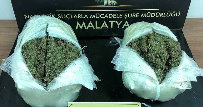 Malatya'da yolcu otobüsünde 3 kilo 100 gram esrar ele geçirildi