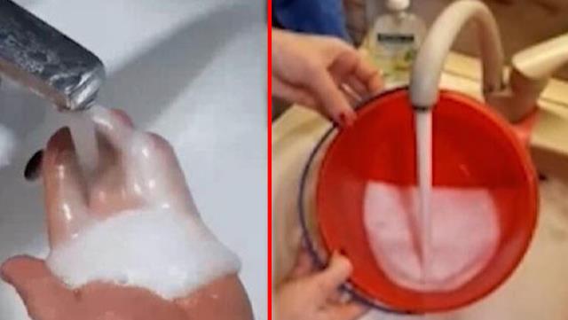 Ukrayna'da bir kasabada musluklardan deterjan aktı