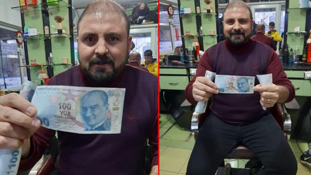 Ardahanlı berber, hatalı basım 100 TL'yi 100 bin TL'den satışa sundu