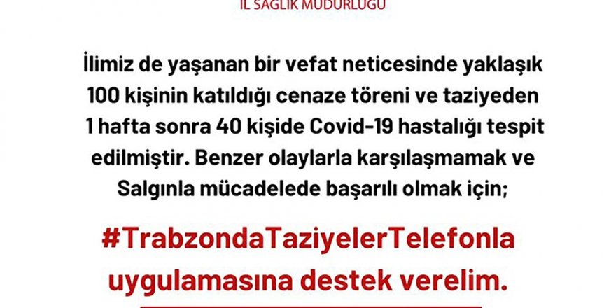 Trabzon'da cenazeye katılan 100 kişiden 40’ının Covid-19 testi pozitif çıktı