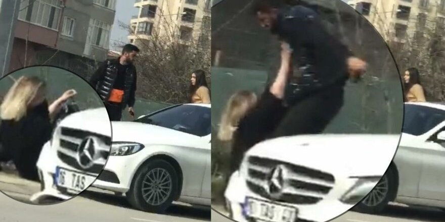 Kız arkadaşını otomobilinden indirip sokak ortasında darp etti