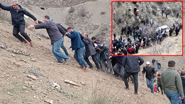 Öğrenci ve işçileri taşıyan servis uçurumdan yuvarlandı