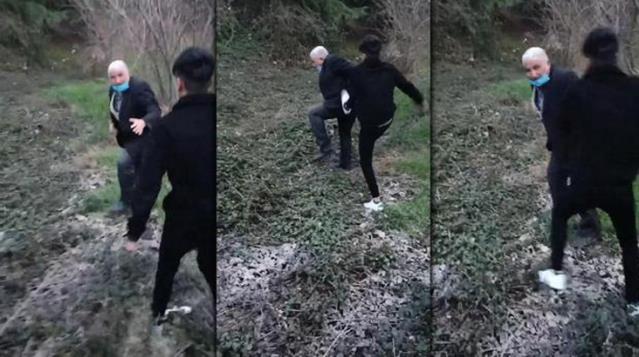 İple bağladığı köpeğe cinsel istismarda bulunmaya çalışan yaşlı adam, gençler tarafından darbedildi