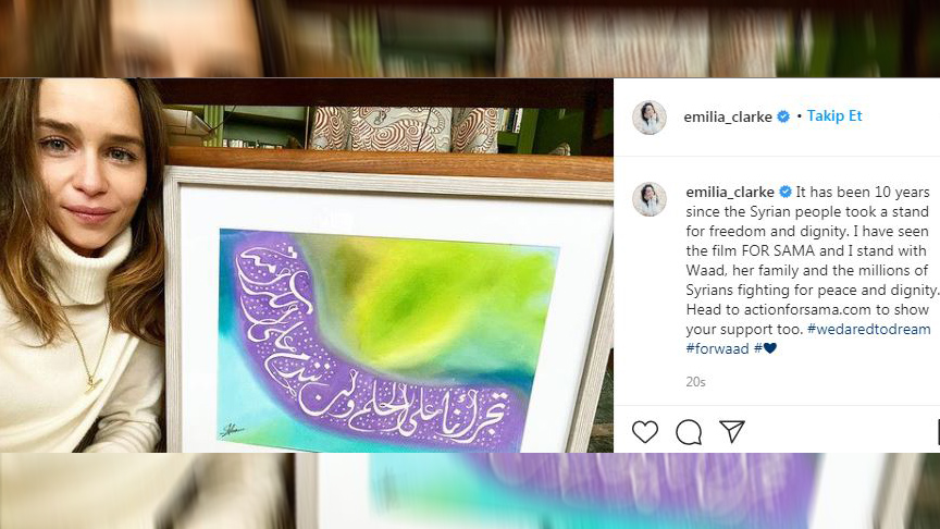 Ünlü oyuncu Emilia Clarke'tan iç savaşın 10. yılında Suriye halkına destek mesajı
