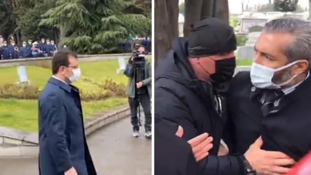 Edirnekapı Şehitliği'nde gazi yakını ile İmamoğlu atıştı