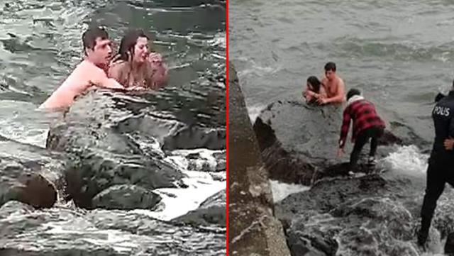 Dalgalarla boğuşan kızı kurtarmak için bir an bile düşünmedi!
