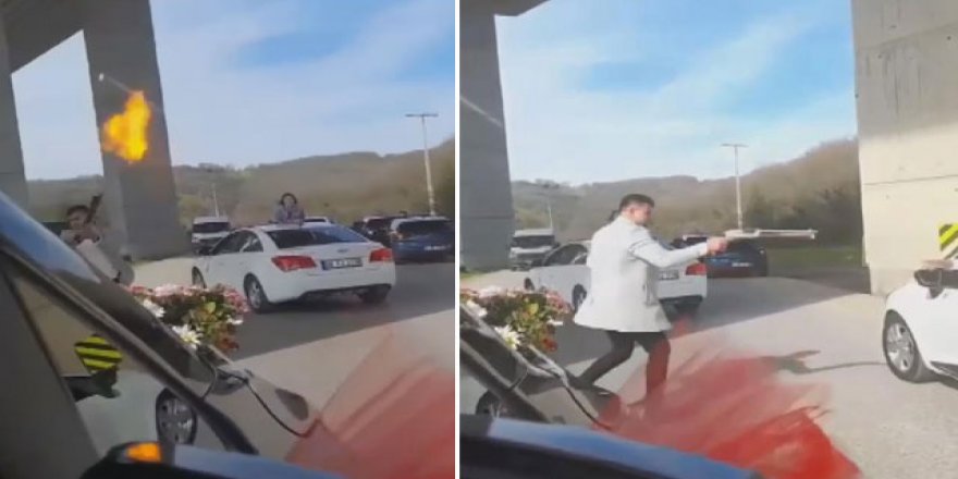 Düğün konvoyunda pompalı tüfekle havaya ateş açtı