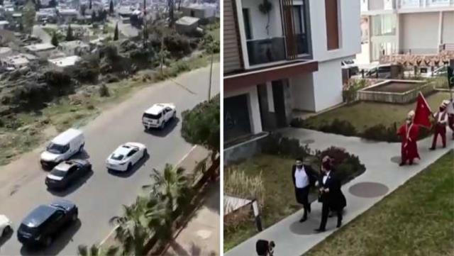 Tedbirleri hiçe sayan damat adayı, gelin evine mehteran takımı ile gitti