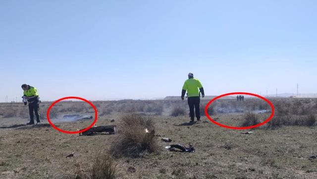 Konya'da askeri gösteri uçağı düştü, işte olay yerinden ilk görüntüler