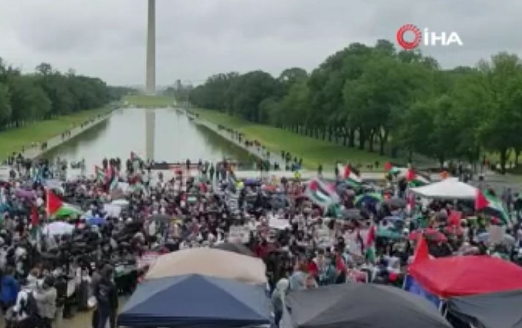 ABD’de binlerce kişiden Filistin’e destek gösterisi