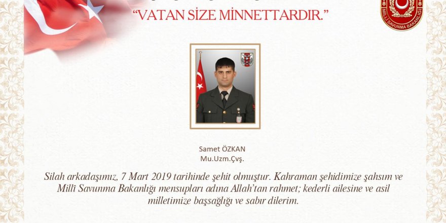 Bakanlıktan Iğdır'da silah kazasında şehit olan asker için açıklama