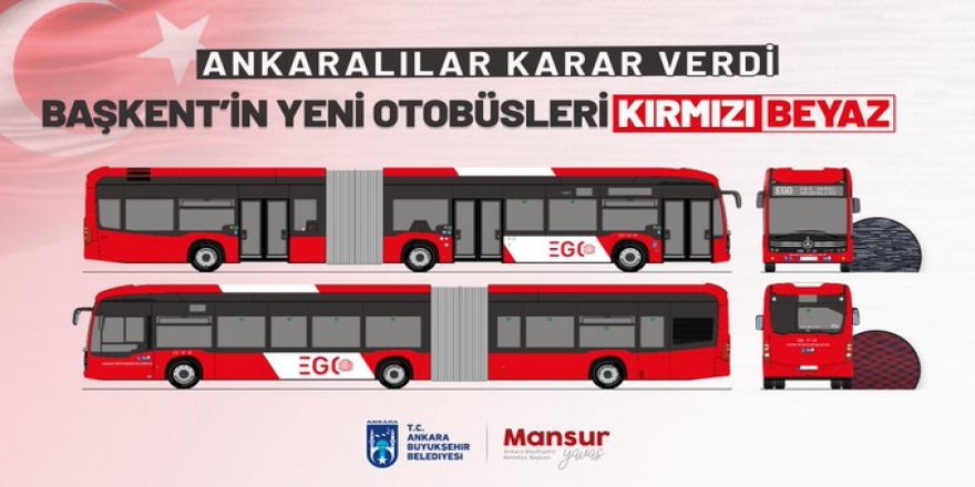 Ankara'da belediye otobüslerinin yeni rengi belli oldu