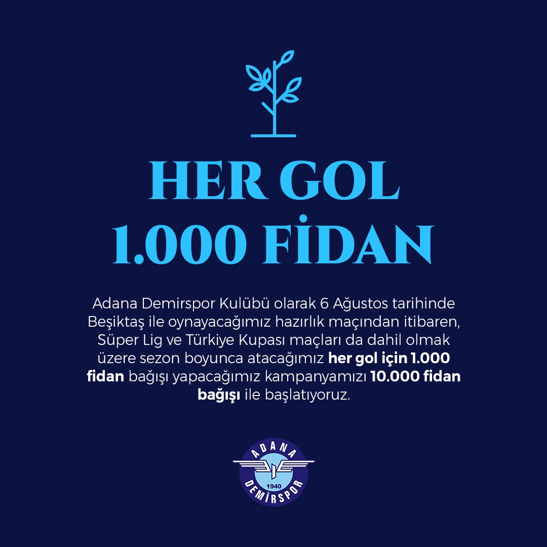 Adana Demirspor Attığı Her Gole 1000 Fidan Bağışlayacak