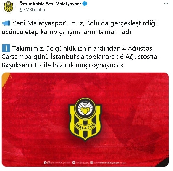 Yeni Malatyaspor, 3. etap kamp çalışmalarını tamamladı
