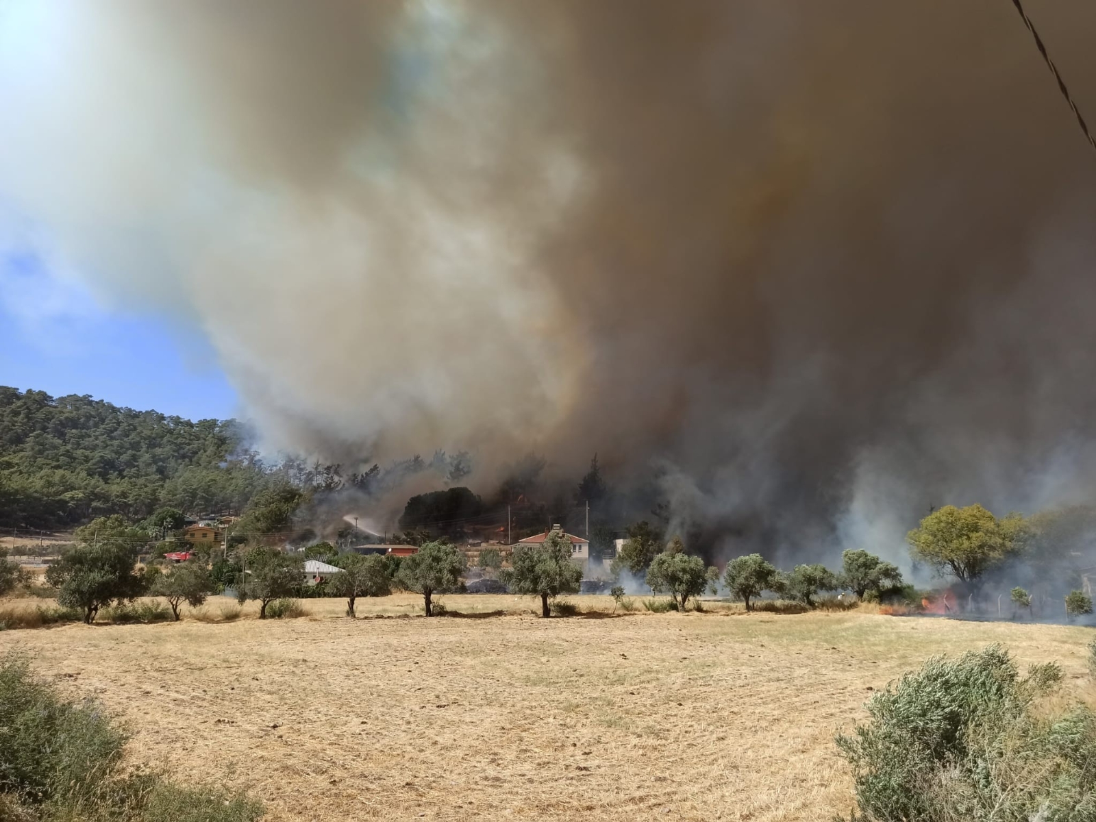 Hisarönü’nde Alevler Evlere Ulaştı