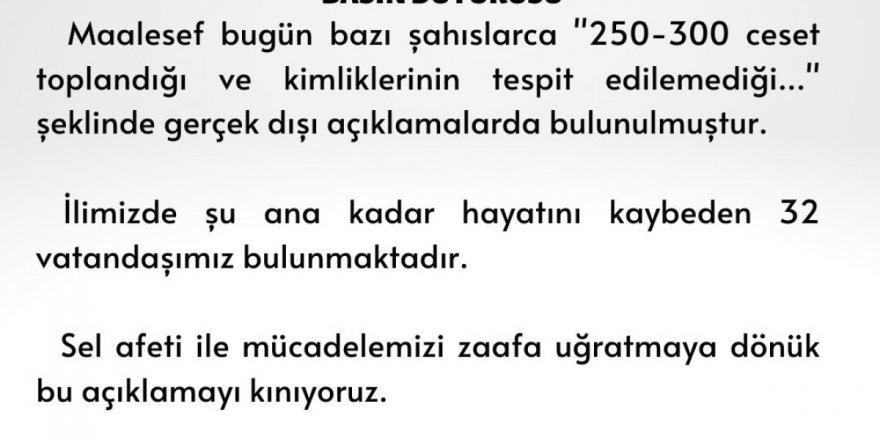 Kastamonu Valiliği: 300 Ceset Olduğu İddiası Gerçek Dışı
