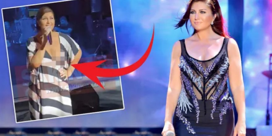 Sibel Can'ın sahnedeyken dekoltesi açılınca!
