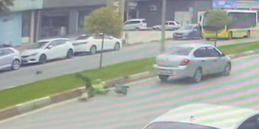 Otomobil; temizlik işçisine böyle çarptı