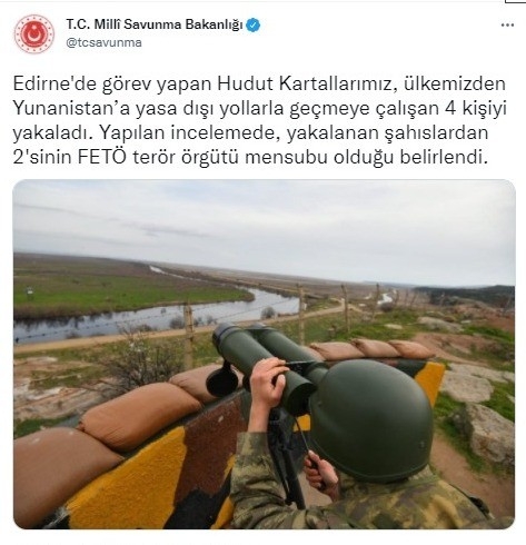 Yunanistan’a kaçmaya çalışan 2’si FETÖ mensubu 4 kişi yakalandı