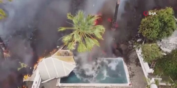 Kanarya Adaları’ndaki yanardağdan akan lavlar havuzu doldurdu