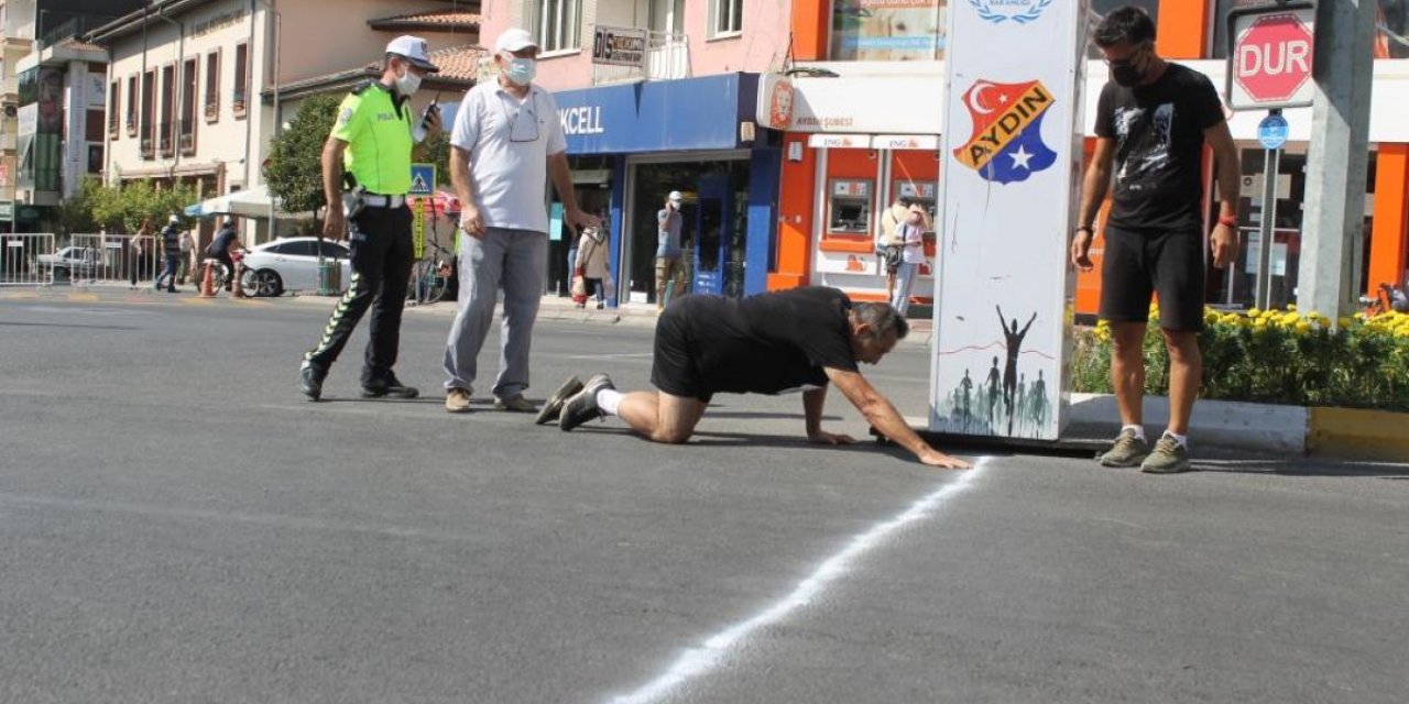 Aydın'da fenalaşan koşucu yarışmayı emekleyerek kazandı