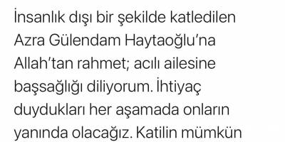 Bakan Yanık’tan Azra Gülendam Haytaoğlu Açıklaması